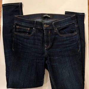 Express Mid Rise dark leggings- 6 R